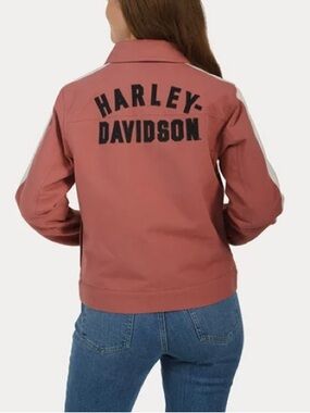 122. Harley-Davidson Embroidered Logo Moto Jacket Medium